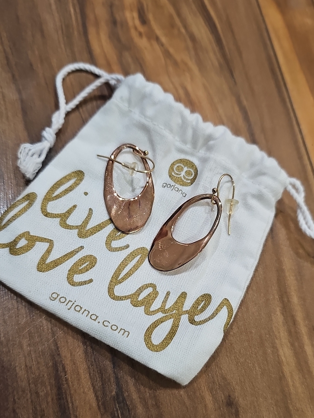 Gorjana Rose Gold Sculpted Open Oval Drop Earrings